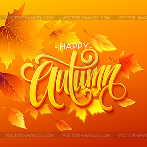 Autumn leaves background with calligraphy. Fall car - vector clipart