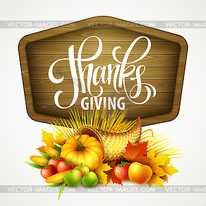 Thanksgiving cornucopia full of harvest fruits and - vector EPS clipart
