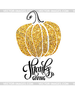 Happy Thanksgiving Day, give thanks, autumn gold - vector EPS clipart