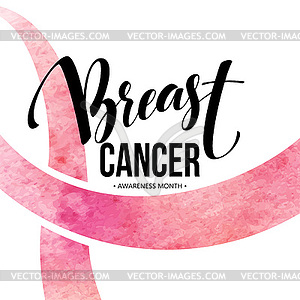 Breast cancer card. Awareness month ribbon. - royalty-free vector image