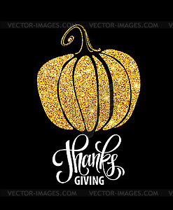 Happy Thanksgiving Day, give thanks, autumn gold - vector image