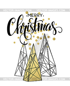 Christmas Greeting Card with handdrawn lettering. - vector image