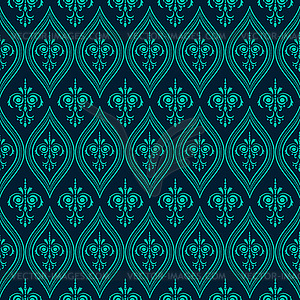 Luxury Damask seamless pattern. Blue color. s - vector clipart