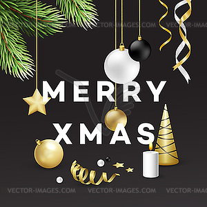 Traditional Christmas decoration elements. Modern - vector image