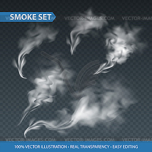 Delicate white cigarette smoke waves on - vector image