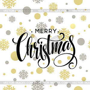 Merry Christmas gold glittering lettering design - vector image