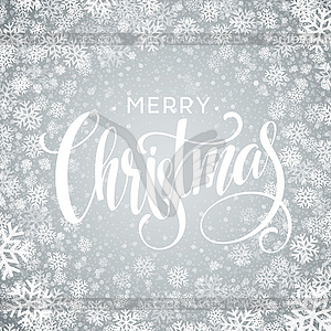 Merry Christmas lettering design with white - vector image