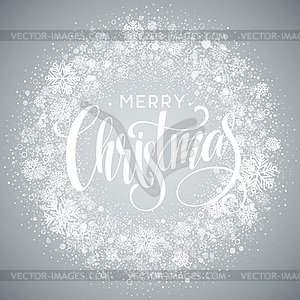 Merry Christmas lettering design with white - vector image