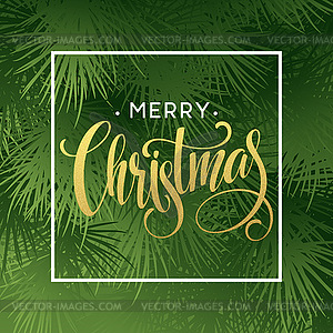 Christmas Tree Branches Border with handwriting - vector clip art