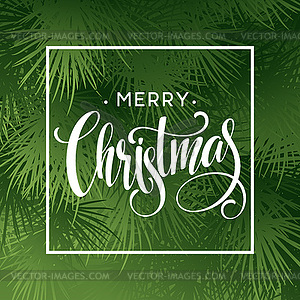 Christmas Tree Branches Border with handwriting - vector clipart