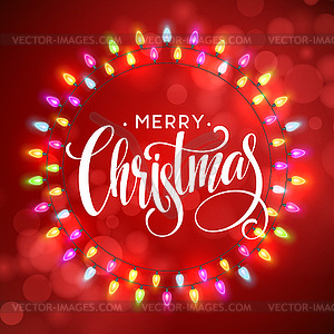 Glowing Lights Wreath for Xmas Holiday Greeting - vector image