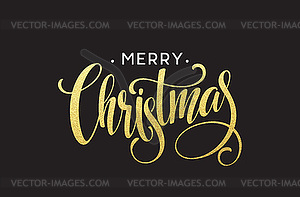 Gold glitter Christmas lettering design. Merry - vector clip art