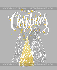 Christmas Greeting Card with handdrawn lettering. - vector image