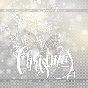 Christmas handwritten lettering text on blurred - vector clip art