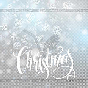 Christmas handwritten lettering text on blurred - vector clipart