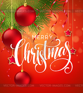 Christmas Tree Branches Border with handwriting - vector clipart