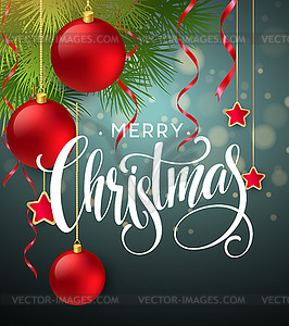 Christmas Tree Branches Border with handwriting - vector clipart