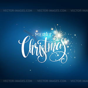 Christmas lettering on Snowflake sparkle background - royalty-free vector clipart