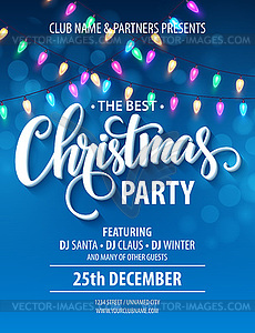 Christmas party invitation poster with hand - vector clipart / vector image