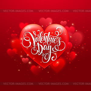 Счастливые День Святого Валентина рукописный текст на размытым - иллюстрация в векторном формате