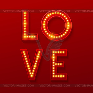 Love Retro light banner. Valentines card - vector clipart
