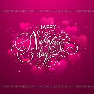 Happy valentines day handwritten text on blurred - vector EPS clipart