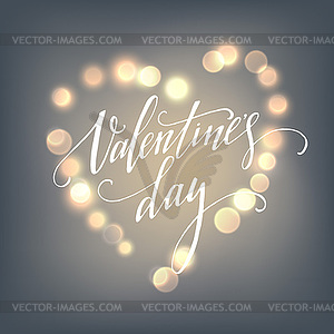 Valentines Day card with Glowing lights heart - vector image