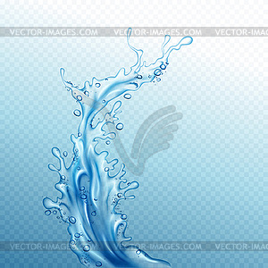 Transparent water splashes, drops on transparent - vector clip art