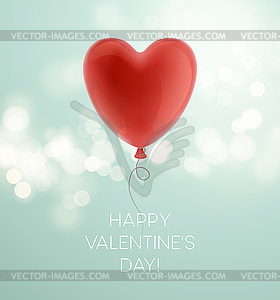 Valentines day greeting card with red heart shape - vector clip art