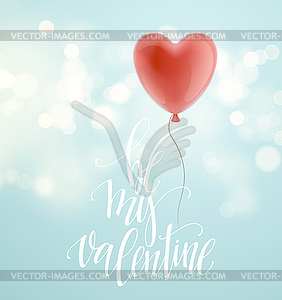 Valentines day greeting card with red heart shape - vector clipart