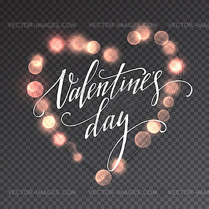 Valentines Day card with Glowing lights heart - vector EPS clipart