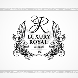 Роскошный декоративный орнамент цветочный дизайн логотипа - векторное изображение