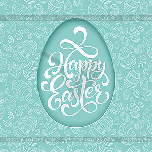 Happy Easter lettering on blue seamless Egg - vector clipart