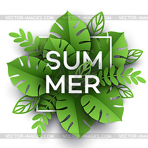 Summer Tropical Leaf. Paper cut style - vector image