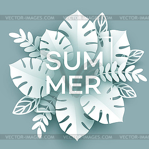 Summer Tropical Leaf. стиль вырезать из бумаги - изображение в векторном формате