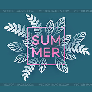 Summer Tropical Leaf. стиль вырезать из бумаги - изображение в формате EPS