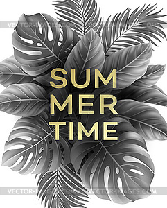 Summer poster with tropical palm leaf  - color vector clipart