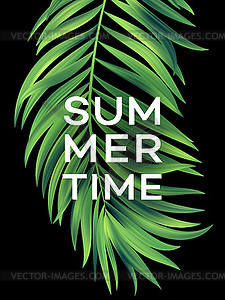 Summer poster with tropical palm leaf  - vector clipart