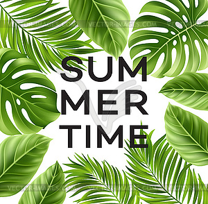 Summer poster with tropical palm leaf  - vector clipart