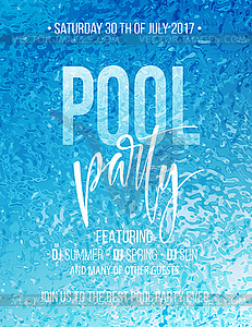 Pool party poster with blue water ripple and - vector clip art