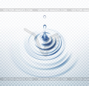 Realistic Transparent Drop and Circle Ripples set o - vector clip art