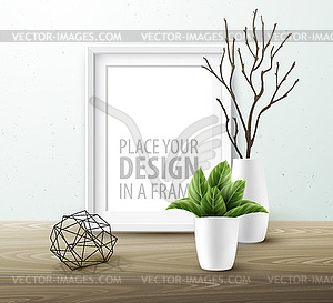 Mock up frame Wall of interior background - vector image