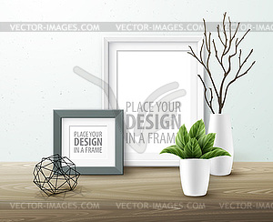 Mock up frame Wall of interior background - vector clip art