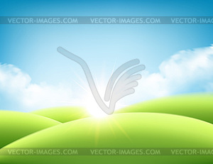 Summer nature sunrise background, landscape with - royalty-free vector image