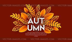 Fall sale background design with colorful paper - vector image