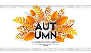 Fall sale background design with colorful paper - vector clipart