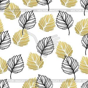 Gold autumn floral background. Glitter textured - vector image