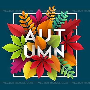 Autumn banner background with paper fall leaves - vector clip art