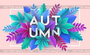 Autumn banner background with paper fall leaves - vector clip art