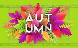 Autumn banner background with paper fall leaves - vector image